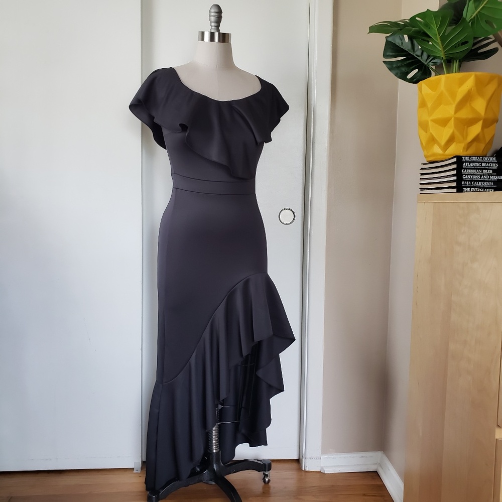 Elegant Ruffle Hem High-Low Gown Size Small!